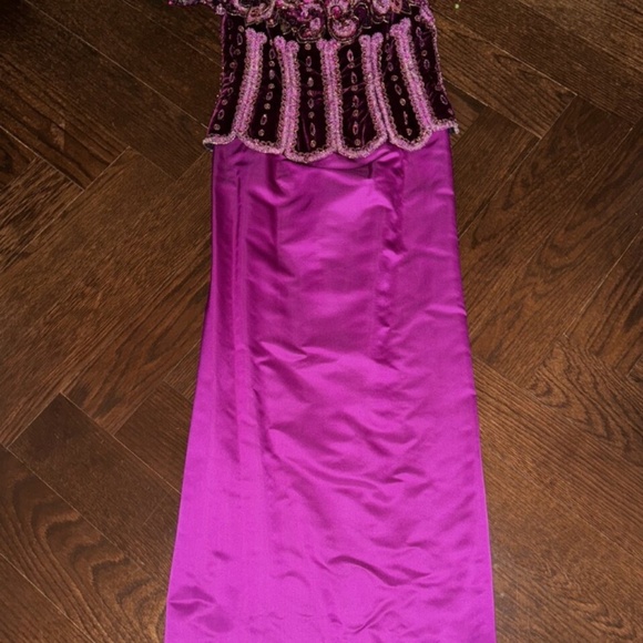 VINTAGE - UNBRANDED Hot Pink Fuchsia Long Dress Evening Gown Size 0-2 - Picture 5 of 11